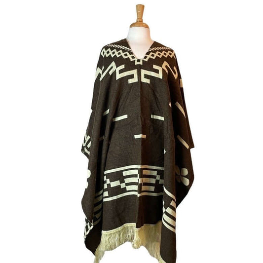 Unisex Clint Eastwood Poncho Coat Dark Brown Beige